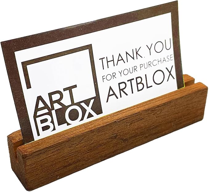 Artblox Personalized Office Desk Name Plate and Business Card Holder | Clear Acrylic Glass with Teak Wood Stand | Bird Singing Design Customized with Your Name and Credentials Office Desk Décor 8x2.5