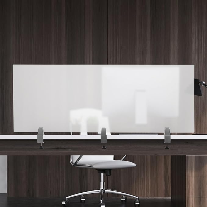 KONKENIE Acrylic Office Privacy Partition Indoor Desk Divider Guard Rectangle Desktop Privacy Panel Privacy Shield Screen for Classroom Office Reception Station Bakery Translucent (60x22x2”,1PCS)