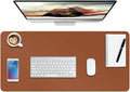 Boutilon Leather Desk Pad Protector,Non-Slip Mouse Pad,Laptop Desk Pad,Office Mouse Mat,Waterproof Leather Desk Blotter,Desk Writing Pad for Office and Home (XXL-Brown,47.2"x 17")
