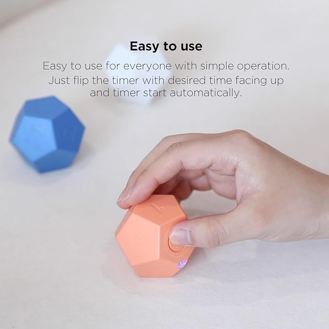 mooas Dodecagon Time Ball Rechargeable Mini Timer (Sand Peach), 11 Preset Times, Desk Productivity & Workout Timer, Sound/Vibrate/Mute, Easy to Use