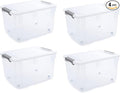 Citylife 58.1 QT Plastic Storage Bins with Latching Lids Stackable Storage Containers for Organizing Large Clear Storage Box for Garage, Closet, Kitchen, 4 Packs