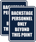 Portrait Round Backstage Personnel Only Beyond This Point Door or Wall Sign Easy Installation | Music | Concert | Festivals Sign (Navy Blue/White) - Small (2 Pack)