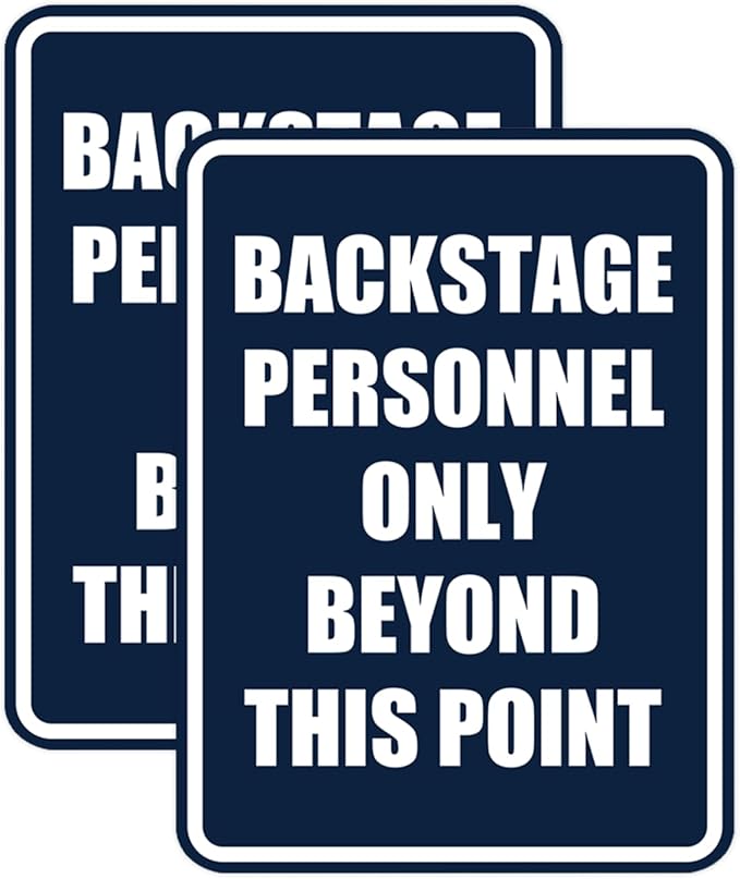 Portrait Round Backstage Personnel Only Beyond This Point Door or Wall Sign Easy Installation | Music | Concert | Festivals Sign (Navy Blue/White) - Large (2 Pack)