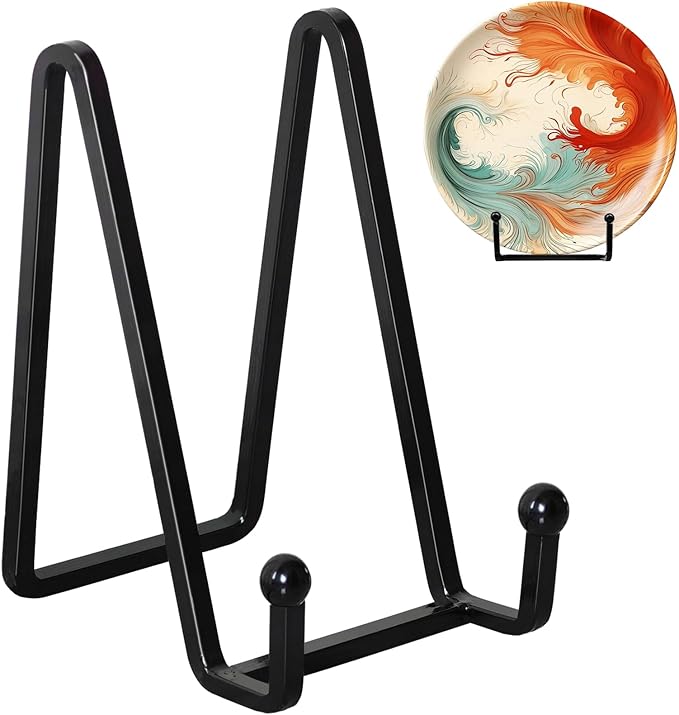 Kruodop 4 Pack 6" Metal Square Frame Easel Stands - Multi-Use Tabletop Display for Plates, Photos, Art, Books, Signs | Durable Mini Easels for Home Decor, Office, Studio & Vinyl Records