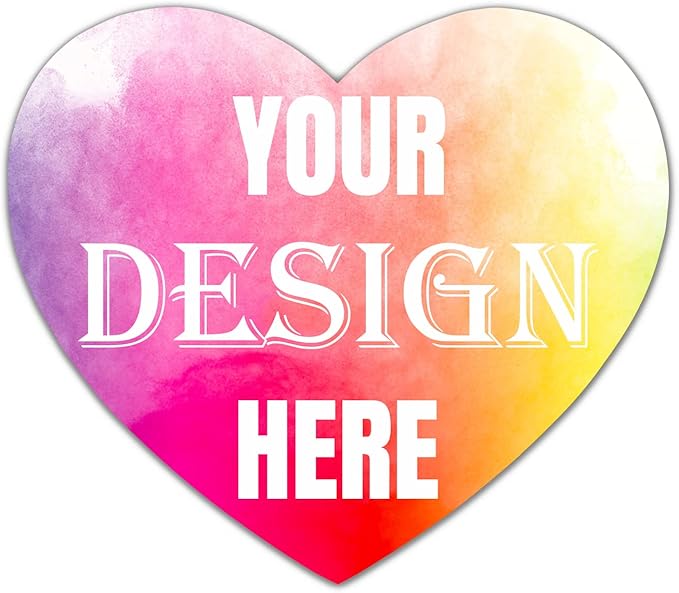 Custom 100-500 Stickers with Any Image Logo and Text. Personalized Labels for Business Logo, Thank You Labels (Heart, 2 Inch)
