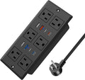 Recessed Power Strip with PD 30W Fast Charging, Conference Desk Flush Mount Outlets Plug in 6 Outlets & 8 USB Ports,3FT Cord Furniture Drawer Outlet Black