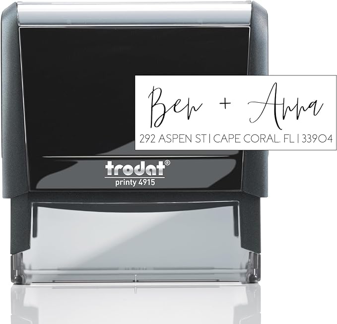 Self Inking Modern Address Stamps | Custom Return Address Stamper (Modern Brush Script, Xtra Wide)