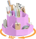 Pencil Pen Holder for Desk,9 Slots 360 Degree Rotating Desk Organizers,Desktop Storage Stationery Supplies Organizer, Cute Pencil Cup Pot For Office, School, Home(Purple)
