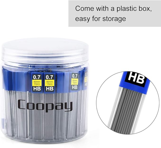 Coopay 960 Pieces Lead Refills 0.7 mm HB Break Resistant Mechanical Pencil Refills, 12 Pack Per Tube, 80 Tubes(0.7 mm)