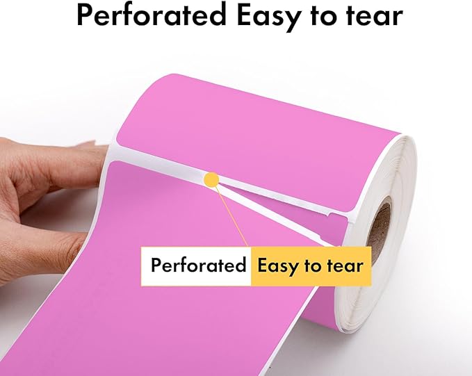 HOUSELABELS 2.25" x 1.25" Pink Address Labels on 1" Core Compatible with Zebra and Rollo Printers, 10 Rolls / 1,000 Labels per Roll
