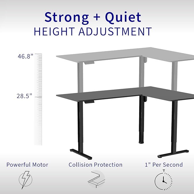 VIVO Electric Corner 63 x 55 inch L-Shaped Standing Desk, Memory Height Adjustment, Rustic Vintage Brown Top Gray Frame, DESK-E3CTGN