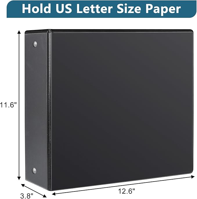CIXILDTS 3" 3 Ring Binder, Standard 3-Inch Round Ring Binder Fit Letter Size Paper, Presentation View Binders, 6 Packs, Black