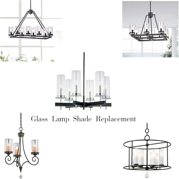Sunwo Glass Shade Straight Cylinder Glass Lamp Shade Replacement with Multiple Effects (Stripe Straight Cylinder)