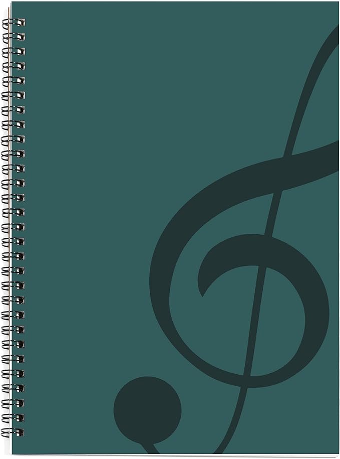 MAXCURY Blank Sheet Music Composition Manuscript Staff Paper Art Music Notebook Black 100 Pages 26x19cm (Water Blue/Ocean Blue)