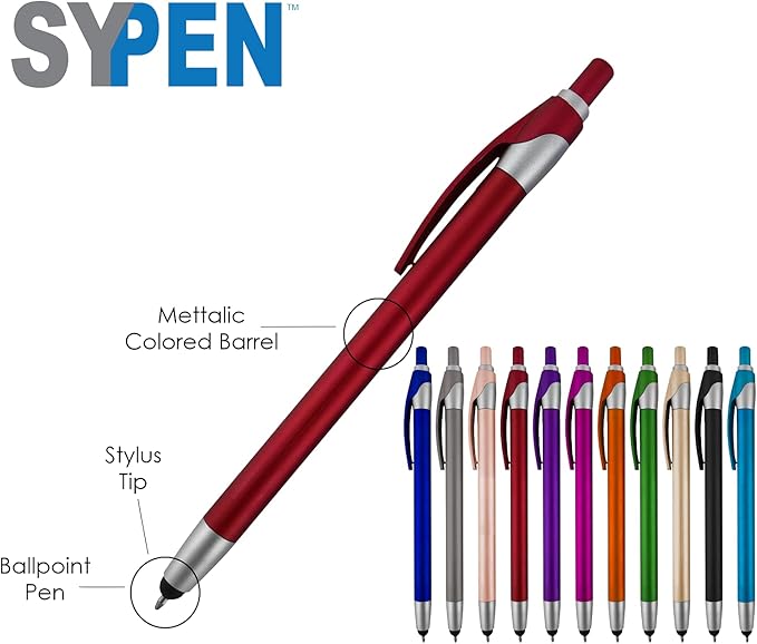 Personalized with Your Custom Logo or Text Pens-Pack of 450- for Marketing, Parties, and Events, 2 in 1 Capacitive Stylus & Ballpoint Pen Compatible with Touchscreen Devices, Black Ink, Purple Pens