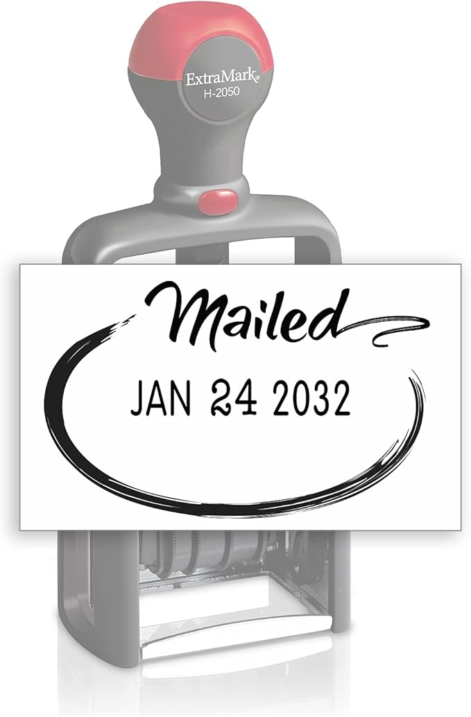 Heavy Duty Style Office Date Stamp with MAILED - Self Inking Dater - Style C - Black Ink Color