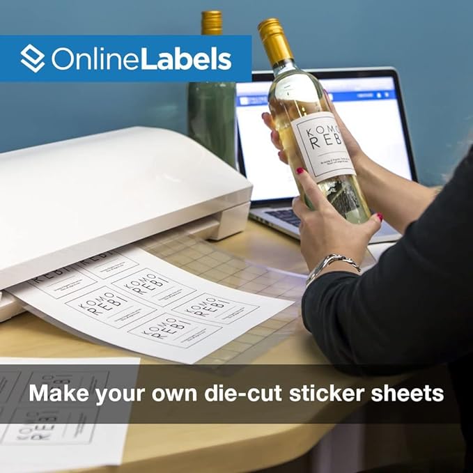 Sticker Paper, 10 Sheets, White Matte, 8.5" x 11" Full Sheet Label, Works with Inkjet and Laser Printer, Compatible with Electronic Cutting Machines, OL177WX, OnlineLabels