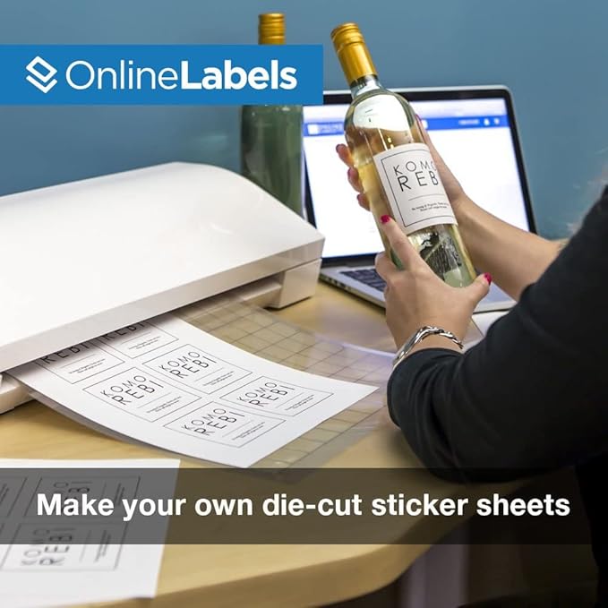 Sticker Paper, 2,000 Sheets, White Matte, 8.5" x 11" Full Sheet Label, Works with Inkjet and Laser Printer, Compatible with Electronic Cutting Machines, OL177WX, OnlineLabels