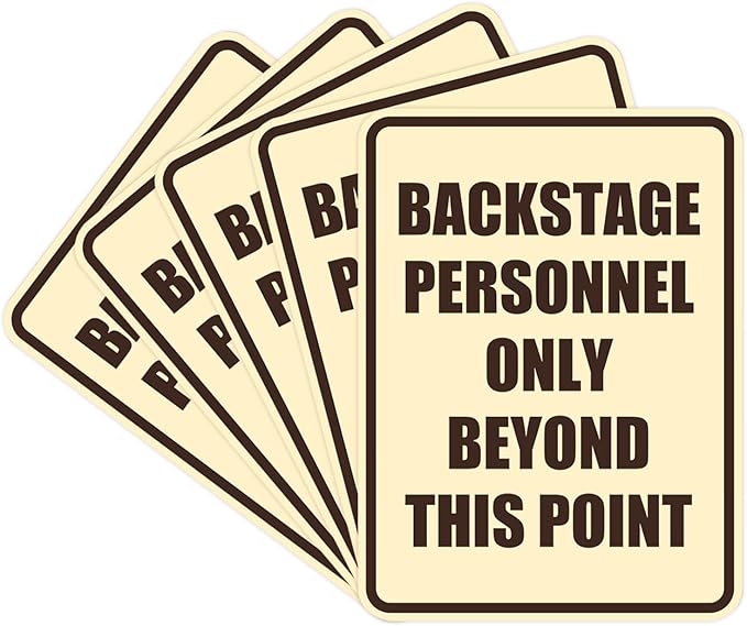 Portrait Round Backstage Personnel Only Beyond This Point Door or Wall Sign Easy Installation | Music | Concert | Festivals Sign (Ivory/Dark Brown) - Medium (5 Pack)