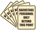 Portrait Round Backstage Personnel Only Beyond This Point Door or Wall Sign Easy Installation | Music | Concert | Festivals Sign (Ivory/Dark Brown) - Medium (5 Pack)