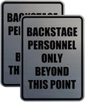 Portrait Round Backstage Personnel Only Beyond This Point Door or Wall Sign Easy Installation | Music | Concert | Festivals Sign (Brushed Silver) - Small (2 Pack)