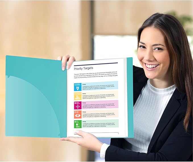 Dunwell Presentation Binder 12-Pocket, Displays 24 Pages, 8.5x11 Portfolio Binder with Plastic Sleeves, Storage and Organizer for Documents, Certificates, Projects, Photos (3 Pack, Aqua)