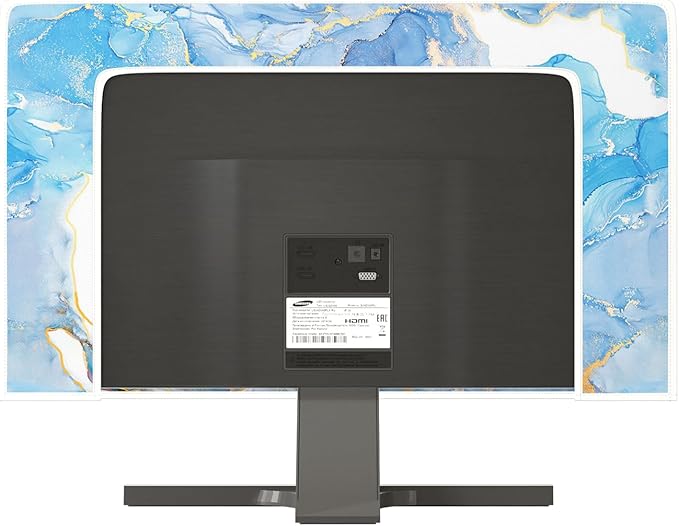 Baocicco Baby Blue Gold Marble Waterproof Screen TV Cover 55 Inch Modern Television Accessories TV LCD Fashion Weatherproof Screen TV Decorations for Tablet LED LCD OLED TVs