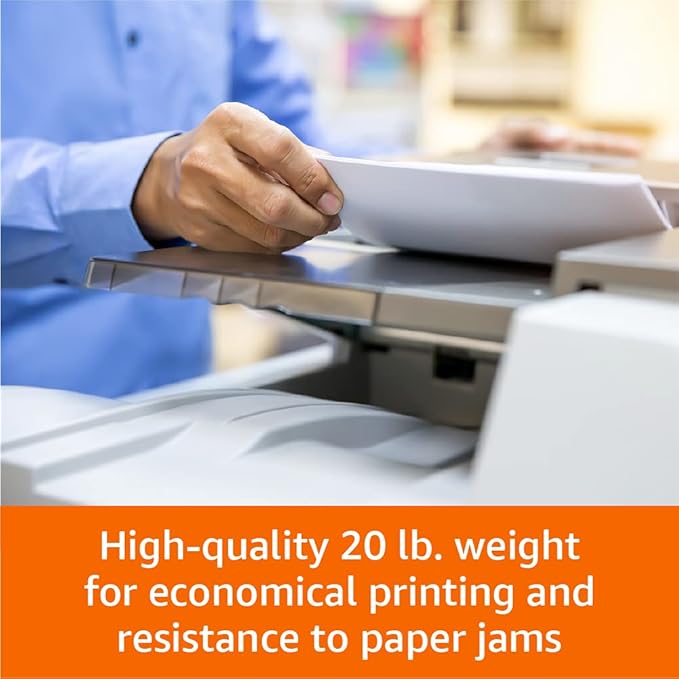 Amazon Basics Multipurpose Copy Printer Paper, 20 lb, 8.5 x 11 Inches, 5 Reams (2,500 Sheets), 92 Bright, White