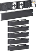 ICC 2U Ring Cable Manager Panel with Cover, Metal, 3" D-Rings, Horizontal Cable Management, Rackmount for 19” Network Racks, Black, 6-Pack