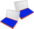2 Pack Plastic Case Stamp Pad Large Size, Blue Color - Size: 4" x 7" - Choose from 15 Ink Colors