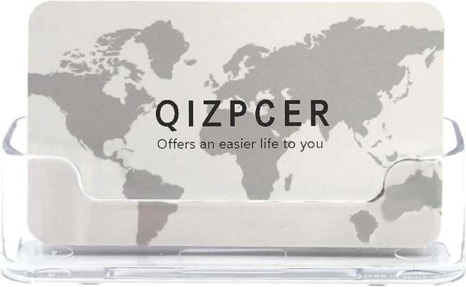 Qizpcer 16 Pack Clear Desktop Business Card Holder Display, Plastic Business Card Stand for Office