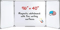 96” x 40 ” Foldable Whiteboard Dry Erase Board Large Tri Folding Whiteboard Magnetic Dry Erase Board, Wall Aluminium Frame and Flip Out Pen Tray for Office, Home