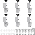 PATIKIL 6 Pcs 1/8"to 1/2" Adjustable Desk Divider Partition Clips, Aluminum Sneeze Guard Support Clamps Desktop Divider Clips for Offices Stores, Counter Privacy Panel,Silver