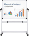 VIZ-PRO Double-Sided Magnetic Mobile Whiteboard, 48 x 36 Inches, Aluminium Frame and Stand