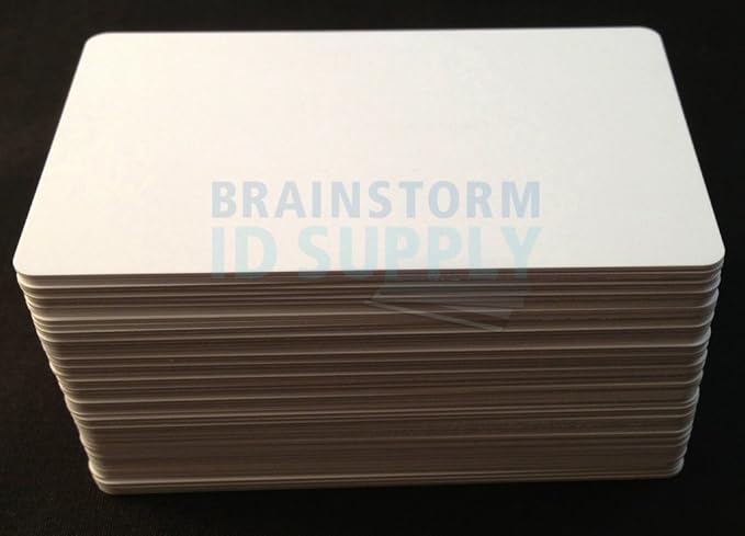 Brainstorm ID Inkjet PVC Cards (100 Pack) - 30 Mil - Inkjet Printable ID Cards - Enhanced Ink Receptive Coating - Waterproof & Double Sided Printing - Works with Epson & Canon Inkjet Printers
