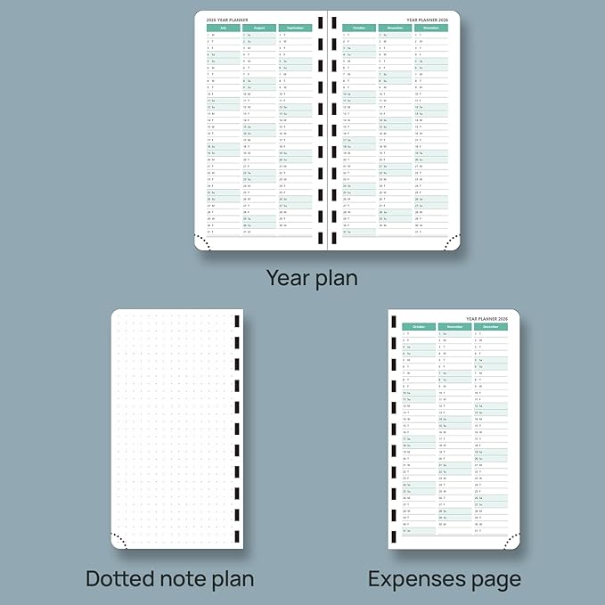 POPRUN 2026 Pocket Planner (Slim Size 3.5" x 6.5") Weekly and Monthly Calendar for Purse, with Hourly Time Slots, 100GSM Thick Paper, Spiral Soft Cover, Pen Holder - Purple