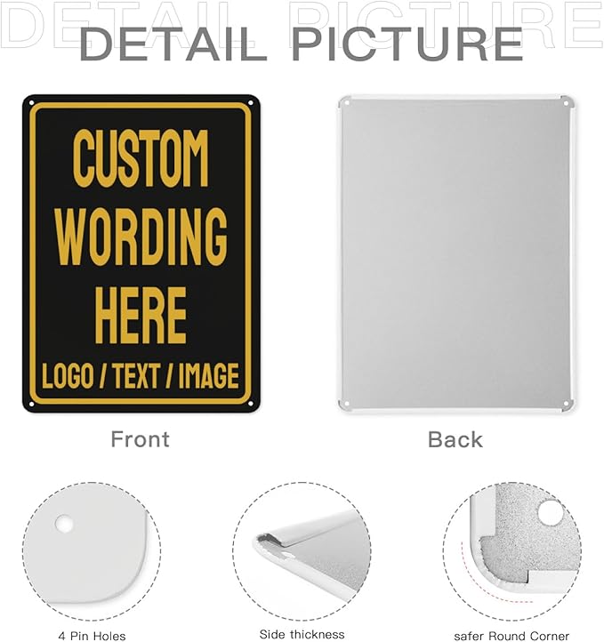Custom Sign Bulk Personalized Metal Signs For Outdoor Indoor Business Home Store Office Yard Street Lawn Make Your Own Customized Signs With Your Logo Text Photo, 18x12inch