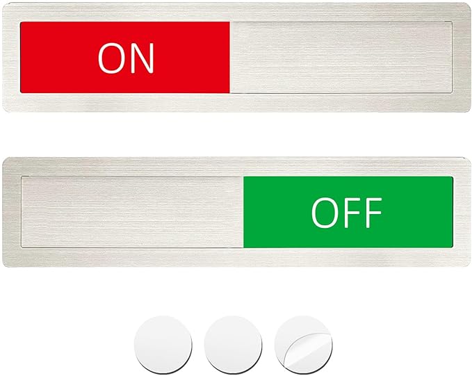 LoYinLo On Off Sign, Stainless Steel, Slider Door Indicator, 7'' x 1.5'' - Silver, Minimalist Style, Home, Office, Restroom, Hospital, Electrical Equipment, Heating Devices