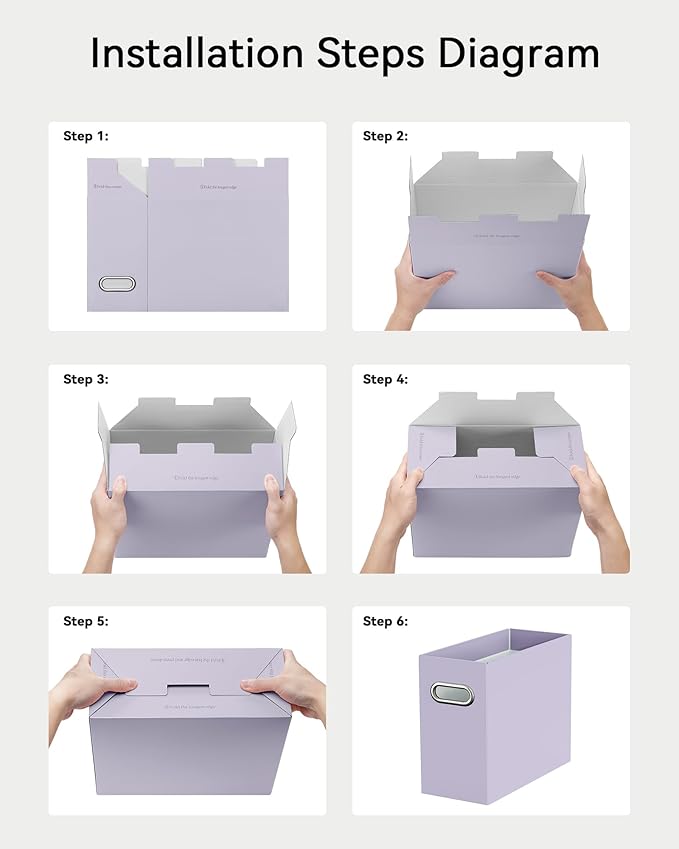 Oterri Cardboard File Organizer Box for Hanging File Folders Letter Size,File Box for Computer Desk,File Cabinet,Working Home,Office,Classroom(Purple, Letter Size - 2 Packs)