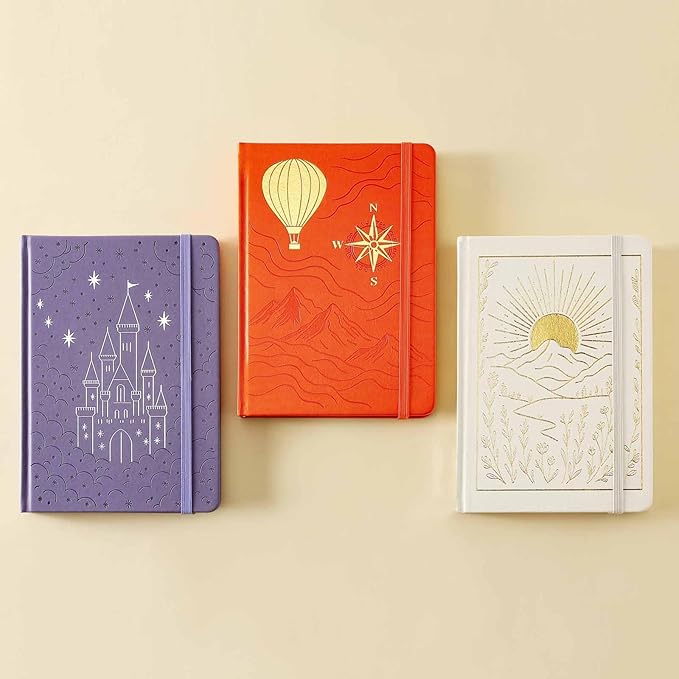 Crein Lynh Dot Grid Journal with 160GSM Thick Paper, 192 Pages, A5 Dotted Notebook for Work, School, Travel | 180° Lay Flat, Foil Stamped Cover, Elastic Band, 2 Bookmarks & Inner Pocket (Purple Castle)