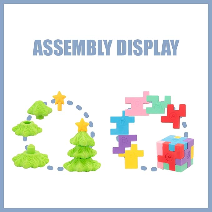 CLOCK KING 132pcs 3D Cute Kids Erasers, Random Desktop Pet Toys Gifts, Classroom Rewards Kids Party Gifts, Various Styles Such as Animals, Food, Plants, Space, Princess, Sports, Halloween, Christmas