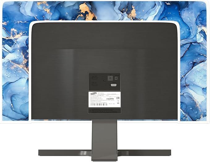 Baocicco Navy Blue Gold Marble Computer Monitor Dust Cover Creative Texture Grain Computer Screen Cover Panel Case Computer Screen Protective LCD/LED/HD 26, 27, 28 Inch Modern HD Monitor Decors