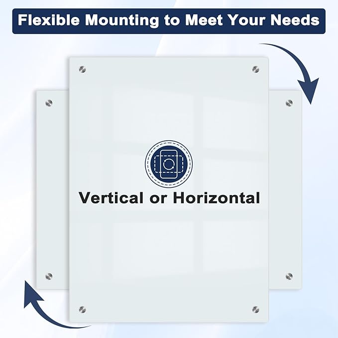 Magnetic Glass Whiteboard, 24" x 18" Glass Dry Erase Board for Wall, Frameless White Board with 1 Marker Tray and 3 Magnets for Office, Home, Classroom - Normal White