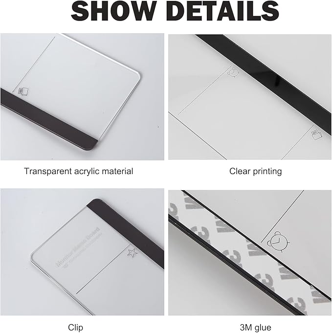 Office Desk Accessories 2pcs Multifunction Computer Monitor Memo Board - Transparent Computer Side Panel Memo Creative Monitor Side Panel Suitable for Office Home Desktop