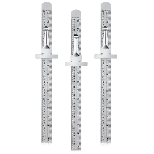 3 Pieces 6 Inch 15 cm Pocket Ruler Flexible Precision Stainless Steel Ruler with Detachable Clips Stainless Steel Pocket Clip Scale Gauge Metric British System