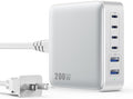USB C Charger Block 200W[2025 Upgraded] GaN III 6 Port Fast Charging Station Hub,PD 65W USB C Laptop Charger Compatible with MacBook Pro/Air,iPad,iPhone 16/15,Galaxy S23/S24 Steam Deck Dell XPS etc
