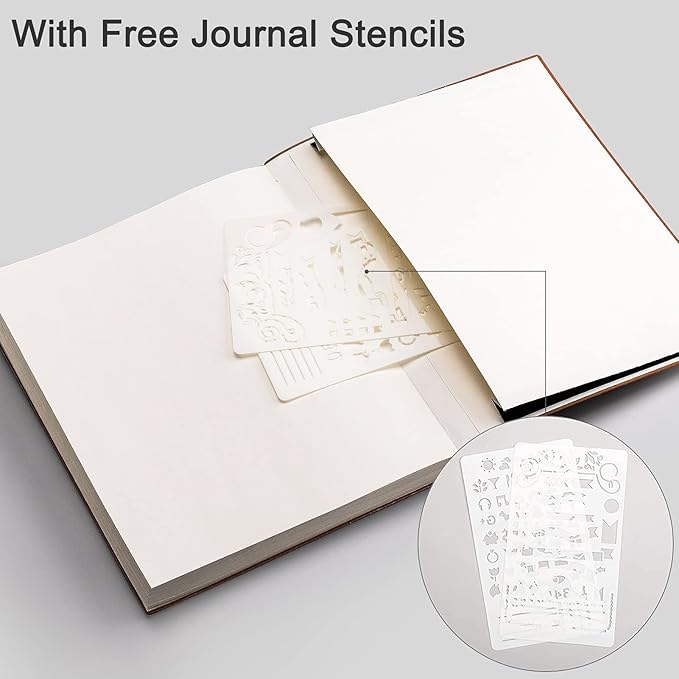 EMSHOI Dotted Journal Bullet Notebook, B5 Large Softcover Leather Journal, 192 Numbered Pages 100gsm Thick Dot Grid Notebook for Drawing Women Men Work School Supplies, 7.48"x10.15"-Black