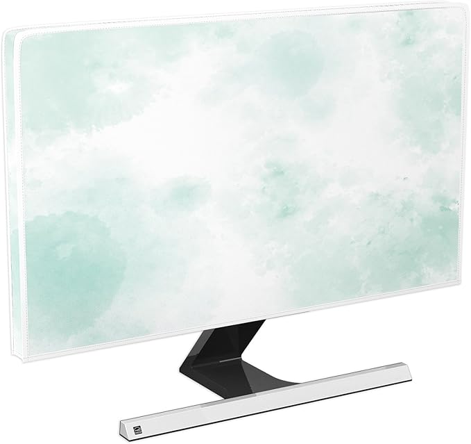 Baocicco Abstract Watercolor Waterproof TV Display Screen Cover 45, 46, 47, 48 Inch Cyan Marble Dip Dyeing Dust Proof TV Covers for Television Screen Anti-Static Dustproof Protective，Mint Green