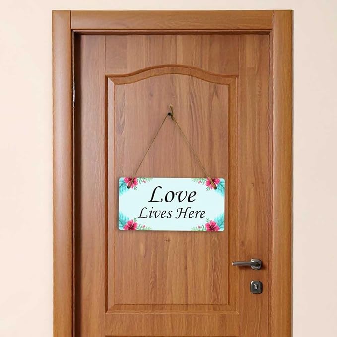 Signs ByLITA Tropical Hibiscus Personalized Hanging Wall or Door Sign (5 x 10") | Custom Signage for Your Home & Business