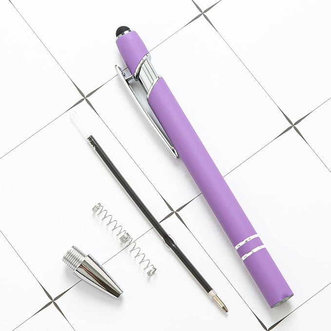 HEYZARDA Personalized Pens with Name Text Logo Custom Ballpoint Pen for Business Office Events with Stylus for Touchscreen 50 Pcs Black